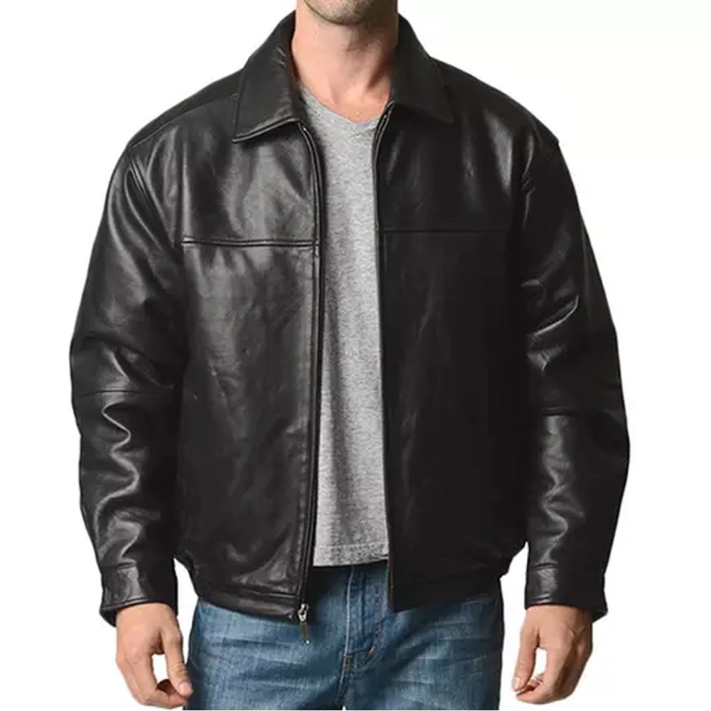 Boston Harbour Men’s Genuine Leather Zip-Front Jacket